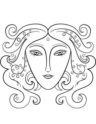 Virgo Zodiac Sign Coloring Page